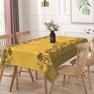 Yellow Plant Rhombus Line Print Rectangle Tablecloth - 52x70 Inch