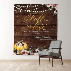 Yellow Pumpkin And Roses Fall In Love Wedding Backdrop - 4x5ft (WxH)