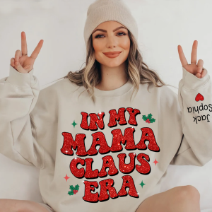 Christmas In My Mama Claus Era Custom Sweatshirt - Sand / S