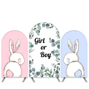 Easter Theme Rabbit Arch Backdrop Kit for Baby Shower - Fabric Only / 2.6x6ft | 4x7.2ft | 2.6x6ft