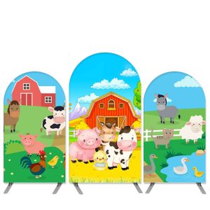 Farm Theme Blue And Green Arch Backdrop Kit Banner - Fabric Only / 2.6x6ft | 4x7.2ft | 2.6x6ft