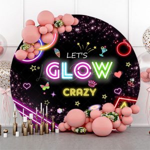 Lofaris Black Colorful Neon Lets Glow Crazy Round Backdrop - Backdrop Cover Only / Diameter 5Ft/1.5M / RZH0E874