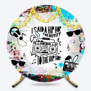 Lofaris Colorful Graffiti Hip Hop Round Dance Party Backdrop - Backdrop Cover with Frame / Diameter 5Ft/1.5M / RAH0B705