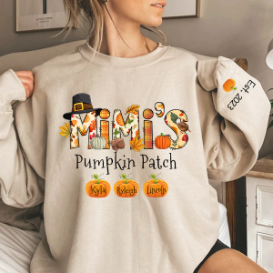 Mimis Pumpkin Patch Autumn Doodle Custom Sweatshirt - Sand / S