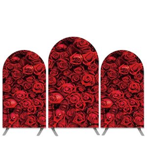 Red Roses Theme Wedding Decoration Arch Backdrop Kit - Fabric Only / 2.6x6ft | 4x7.2ft | 2.6x6ft