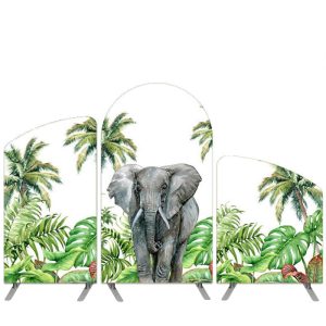 Safari Theme Elephant Forest Arch Backdrop Kit - Fabric Only / 1.6x4ft | 4x7.2ft | 2.6x6ft